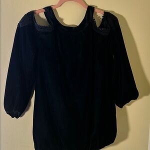 New York & Company Black Velvet Cold-Shoulder Tunic